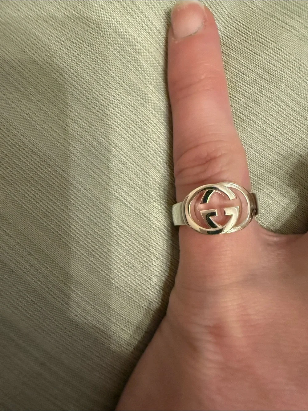 Gucci Interlocking G Silver 925 Ring - Sz 5.25